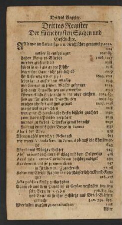 Drittes Register Der fürnehmsten Sachen und Geschichte.