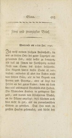 Zwei und zwanzigster Brief. Radicofani