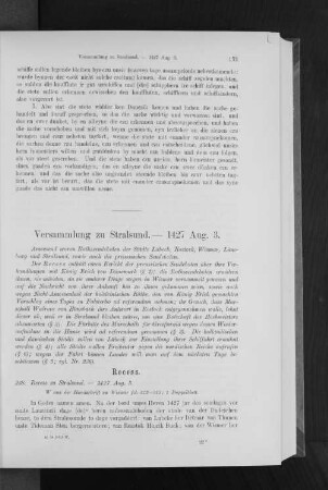 Versammlung zu Stralsund. - 1427 Aug. 3.