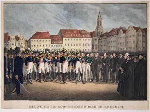 Der Bürgeraufstand in Dresden 1830: Dankfeier auf dem Altmarkt anlässlich der Wiederherstellung der Ruhe und der Einführung der Kommunalrepräsentanten