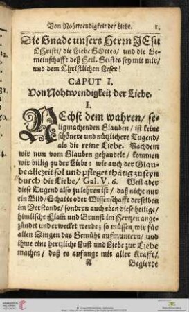 Caput I: Von der Nohtwendigkeit der Liebe