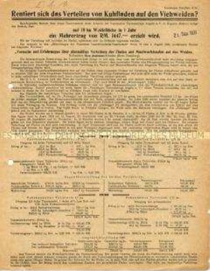 Versuche und Erfahrungen über die planmäßige Verteilung von Dünger auf Weiden