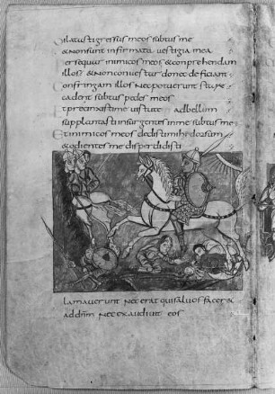Der Stuttgarter Bibelpsalter — David besiegt seine Widersacher, Folio 21verso