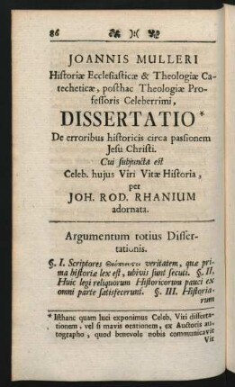 [III.] Joannis Mulleri ...