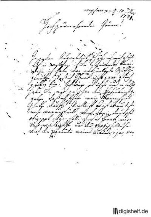 1: Brief von Wilhelm Johann Christian Gustav Casparson an Johann Wilhelm Ludwig Gleim