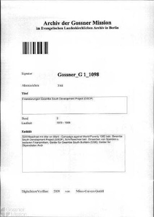 Finanzierungen Gwembe South Development Project (GSDP)