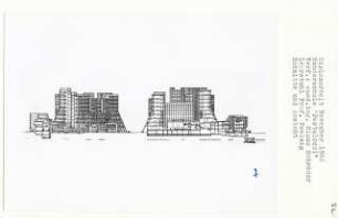 Sonderschule [Pestalozzi], Berlin-Schöneberg (Diplomarbeit bei Peter Poelzig): Gleditschstraße, Ansichten und Schnitte 1:200