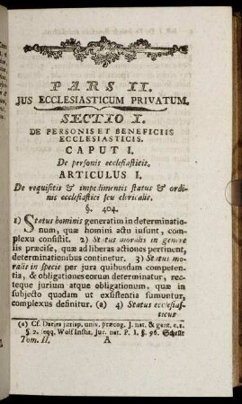 Sectio I. De Personis et Beneficiis Ecclesiasticis.