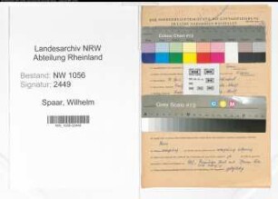Entnazifizierung Wilhelm Spaar , geb. 10.04.1898 ()