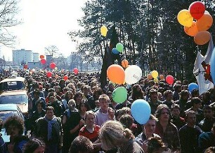 Startbahn-West: Demonstration gegen die Einweihung am 14.4.81
