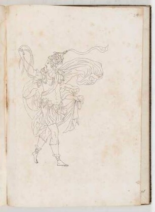 Mann in wehendem Kostüm, in einem Band mit Antikischen Figurinen und Pferdedekorationen, Bl. 30