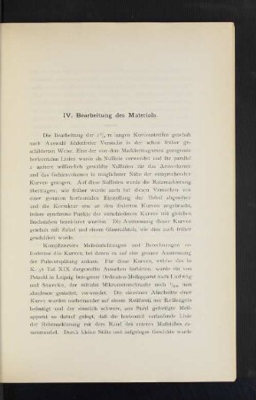 IV. Bearbeitung des Materials.