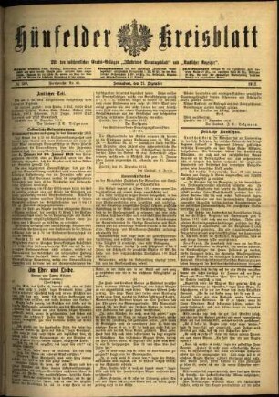 Ausgabe vom Samstag, den 21. Dezember 1912.
