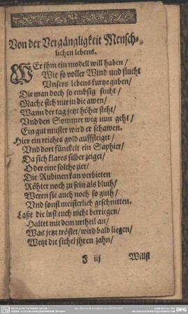 Von der Vergänglichkeit Menschlichen lebens