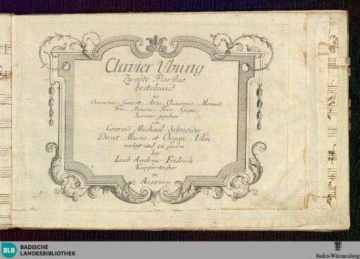 Clavier Ubung zweyte Parthie : bestehend in Ouverture, Gavott, Aria, Chaconne, Menuet, Trio, Bouree, Trio, Gigue