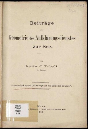 Beiträge zur Geometrie des Aufklärungsdienstes zur See.