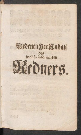 Ordentlicher Inhalt des wohl-informirten Redners