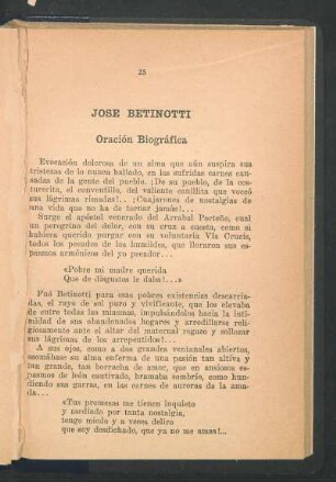 José Betinotti : Oración Biográfica