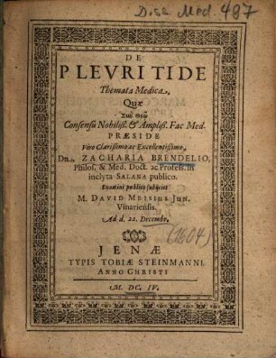 De Plevritide Themata Medica