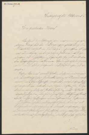 Brief an Ludwig Darmstaedter vom 15.10.1918