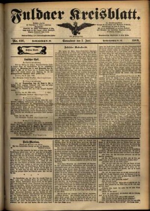 Erste Ausgabe vom Samstag, den 03. Juni 1905.