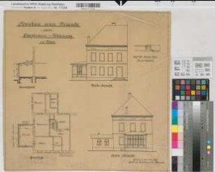 Velen (Velen) Oberförsterei Verandaanbau Grundriß, Ansichten, Schnitt 1912 1 : 100 45 x 46,5 Zeichnung Landsberg-Velensches Bauamt Landsberg-Velen