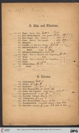 D. Holz und Elfenbein (Nr. 370 - 384)