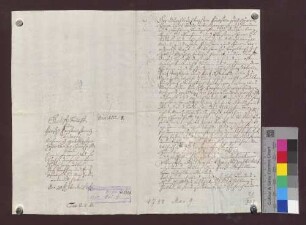Hans Jerg Döbelin und Genossen von Marzell verkaufen der badischen Landesherrschaft 2 Jauchert Wald um 40 Gulden und 2 Gulden Weinkauf.
