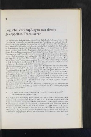 9. Logische Verknüpfungen mit direkt gekoppelten Transistoren