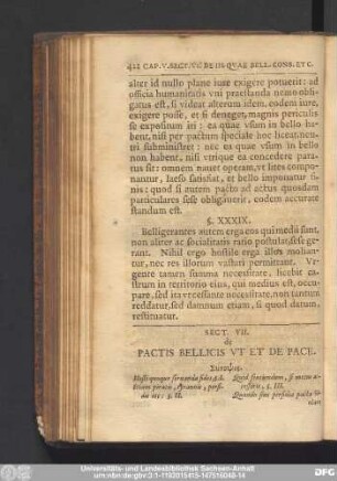 Sect. VII. de Pactis Bellicis Ut Et De Pace.