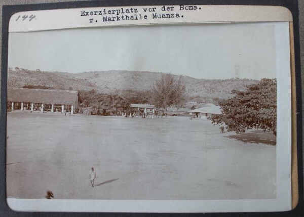 Parade ground in front of the boma on the right Muanza market hall.