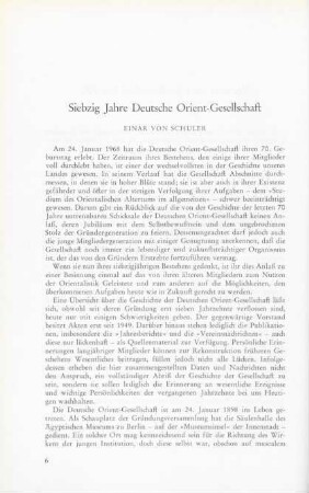 Siebzig Jahr Deutsche Orien-Gesellschaft