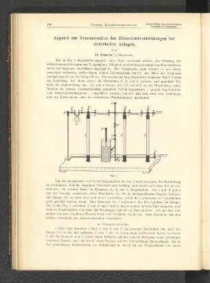 Apparat zur Demonstration der Blitzschutzvorrichtungen bei elektrischen Anlagen.