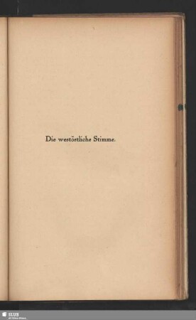 Die westöstliche Stimme