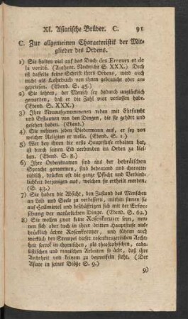 C. Zur allgemeinen Characteristik der Mitglieder des Ordens.