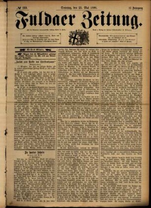 Erste Ausgabe vom Sonntag, den 25. Mai 1890.