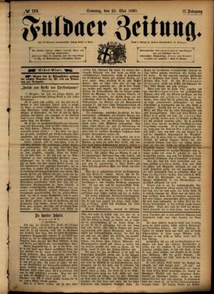 Erste Ausgabe vom Sonntag, den 25. Mai 1890.