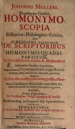 Homonymoscopia historico-philologica critica