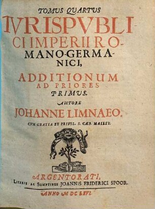Tomvs ... Ivris Pvblici Imperii Romanogermanici, Quartus. Additionum Ad Priores Primus