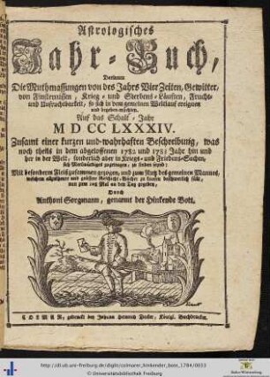 Astrologisches Jahr-Buch.