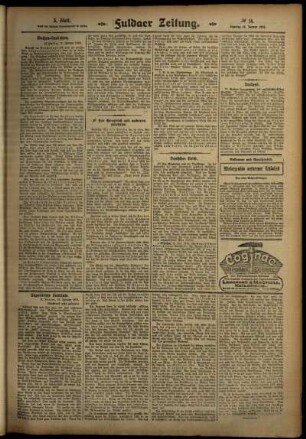 Dritte Ausgabe vom Samstag, den 18. Januar 1913.
