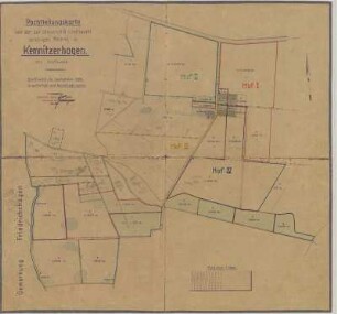Pachtteilungskarte der Meierei in Kemnitzerhagen (mit handschriftlichen Ergänzungen)
