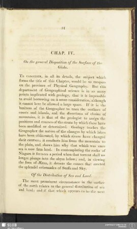 Chap. IV. On the general Disposition of the Surface of the Globe