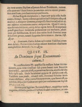 Quaest. IX. An Dominum sequi Excommunicatum?