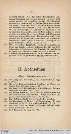 II. Abtheilung. Gläser, deutsche etc. etc. (Nr. 351 - 428)