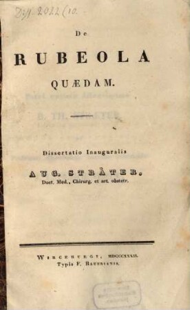 De rubeola quaedam : diss. inaug.