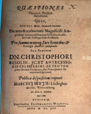 Quaestiones theoretico-practicae miscellaneae