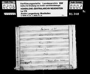 Nicolò Jommelli: Sinfonia ex D / Due Violino / Due Flautti / Due Hoboe. / Due Corni: / Viola / e / Basso. / Del Sig. N. Jommeli / [Incipit]; Besitzvermerk: F A de Hohenlohe.
