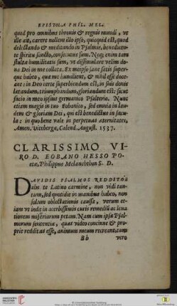 Clarissimo viro D. Eobano Hesso poetæ, Philippus Melanchthon S. D.
