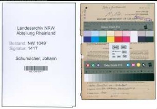 Entnazifizierung Johann Schumacher , geb. 24.02.1887 (Kaufmann)